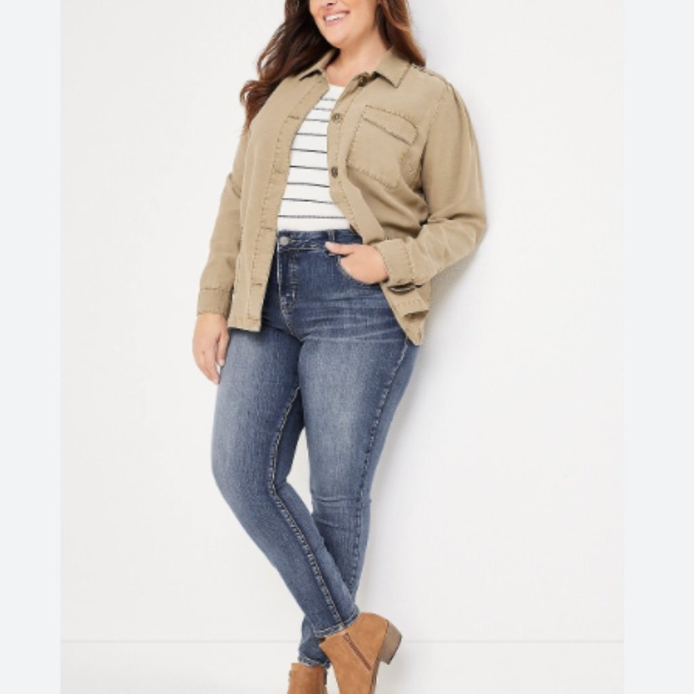 Maurices Plus Size 24W X-short Everflex super skinny High Rise blue Jeans NWT